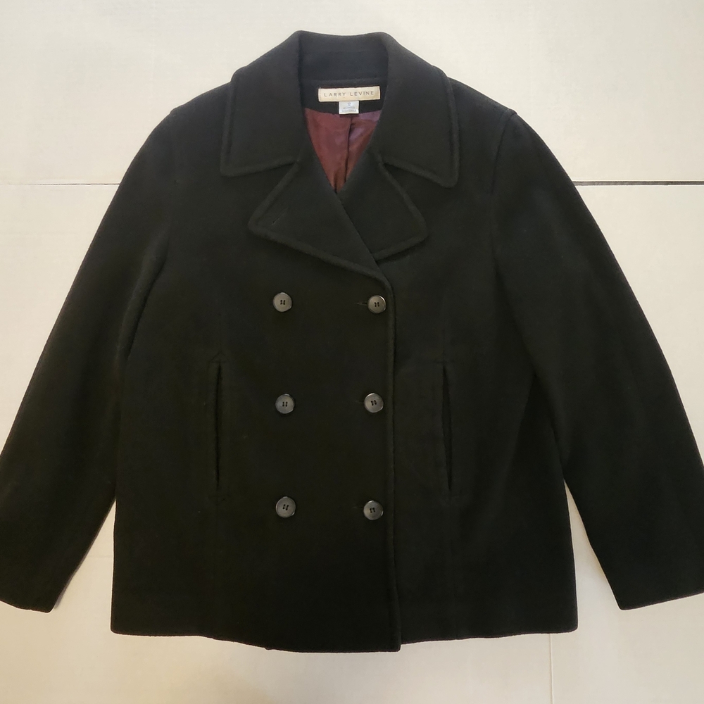 Larry Levine Women's Classic Black Peacoat